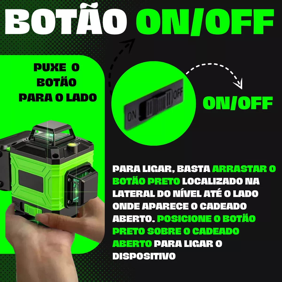 Kit Nível Laser Verde 12 Linhas 40m com Tripé + Esquadro + Suporte - Recarregável