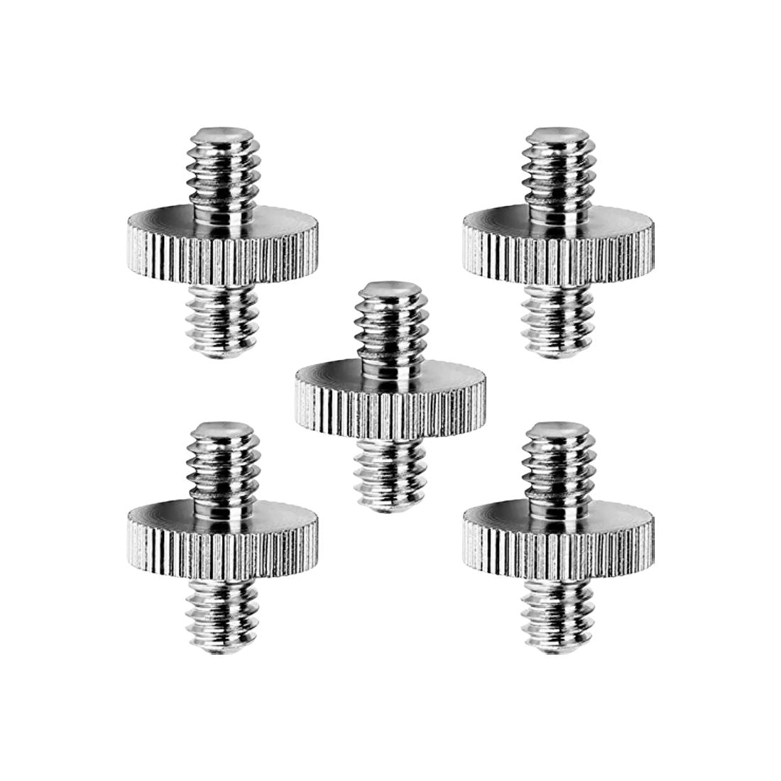 Kit 5 Adaptadores 1/4 - Duplo Metálico para Tripés, Câmeras e Acessórios DSLR