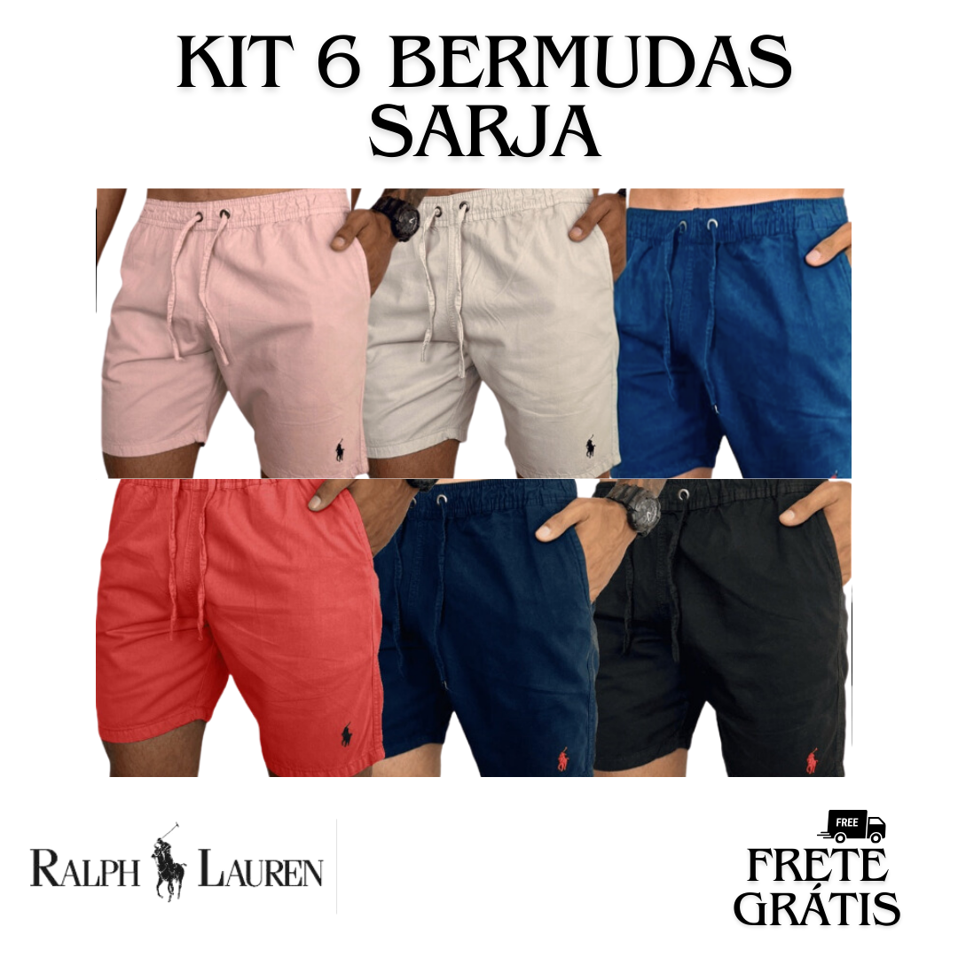 Kit 6 Bermudas Sarja - Ralph Lauren Qualidade Premium