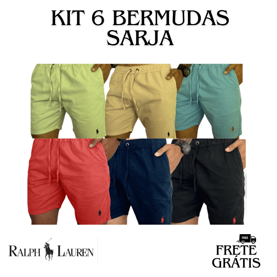 Kit 6 Bermudas Sarja - Ralph Lauren Qualidade Premium