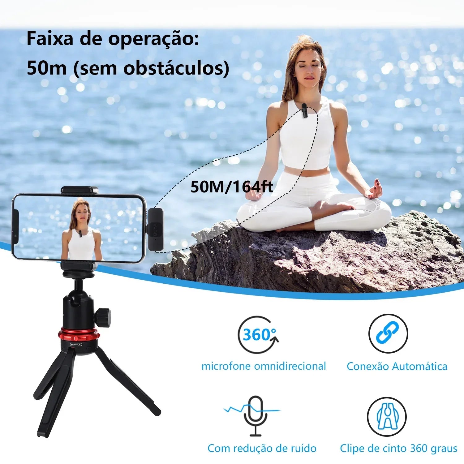 Boya BY-V2 - Microfone de Lapela Sem Fio 2.4G Premium