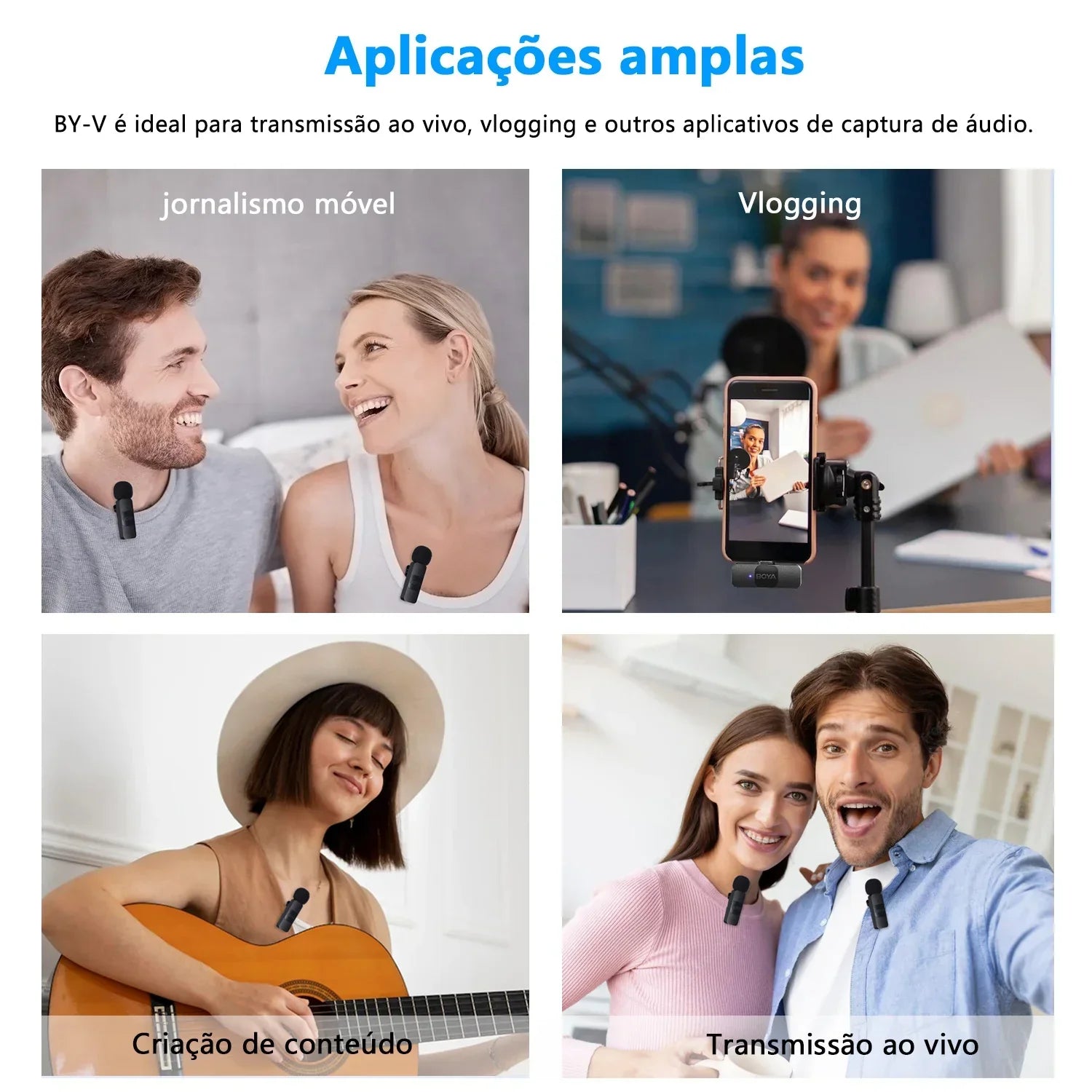Boya BY-V2 - Microfone de Lapela Sem Fio 2.4G Premium