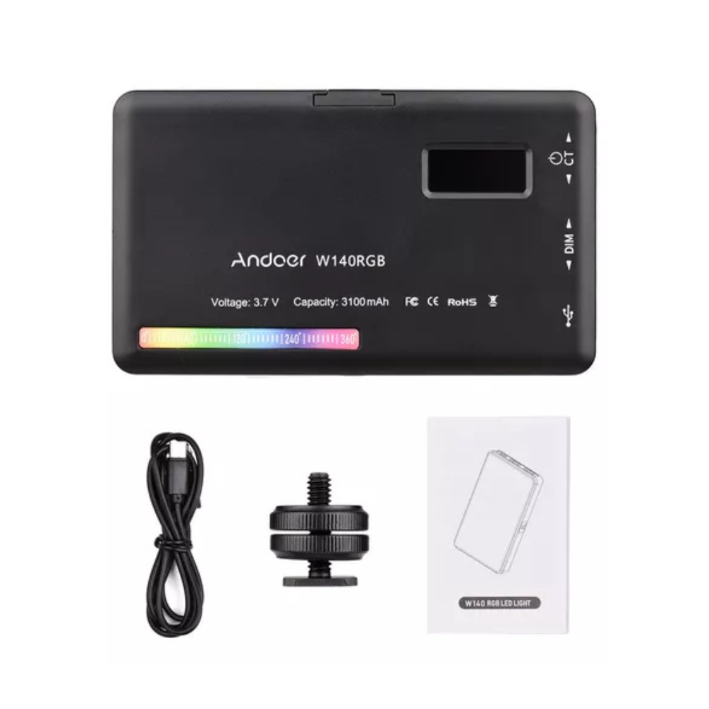 LumenAura W140 Pro RGB - quadradinho de Luz Portátil profissional LED