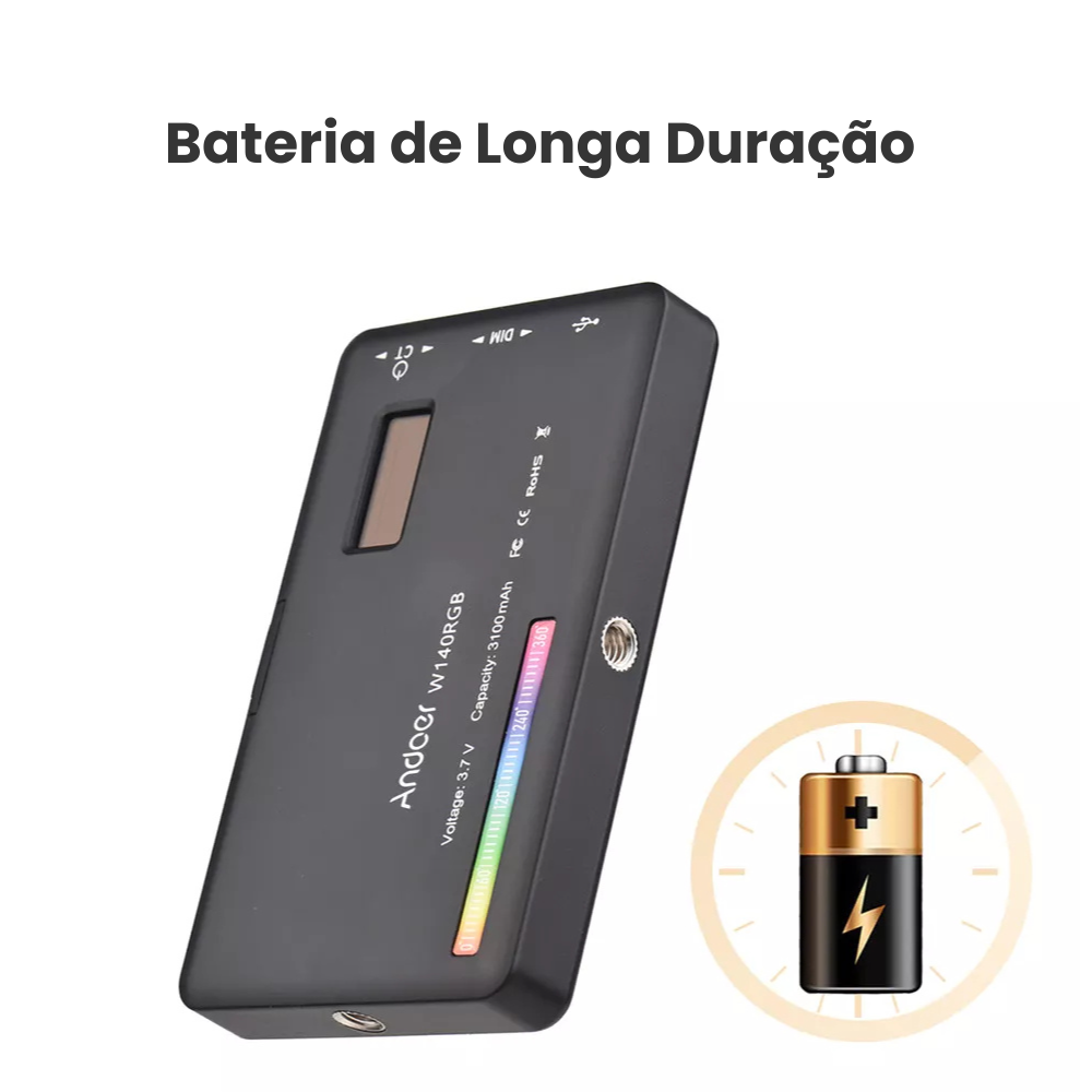 LumenAura W140 Pro RGB - quadradinho de Luz Portátil profissional LED