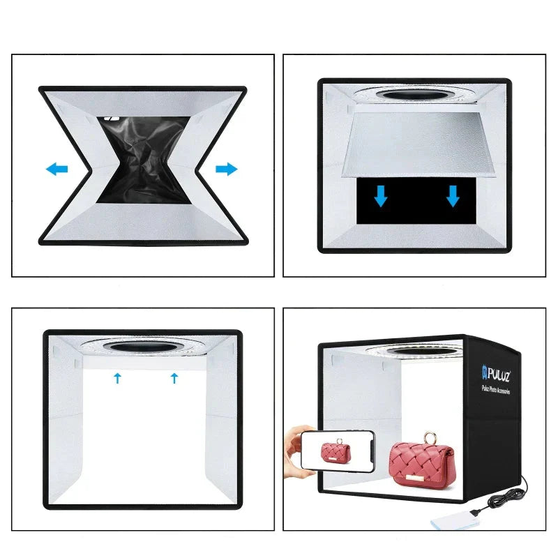 LumiBox 360 - Estúdio Portátil com Iluminação CRI 97 Fotografia de Produtos