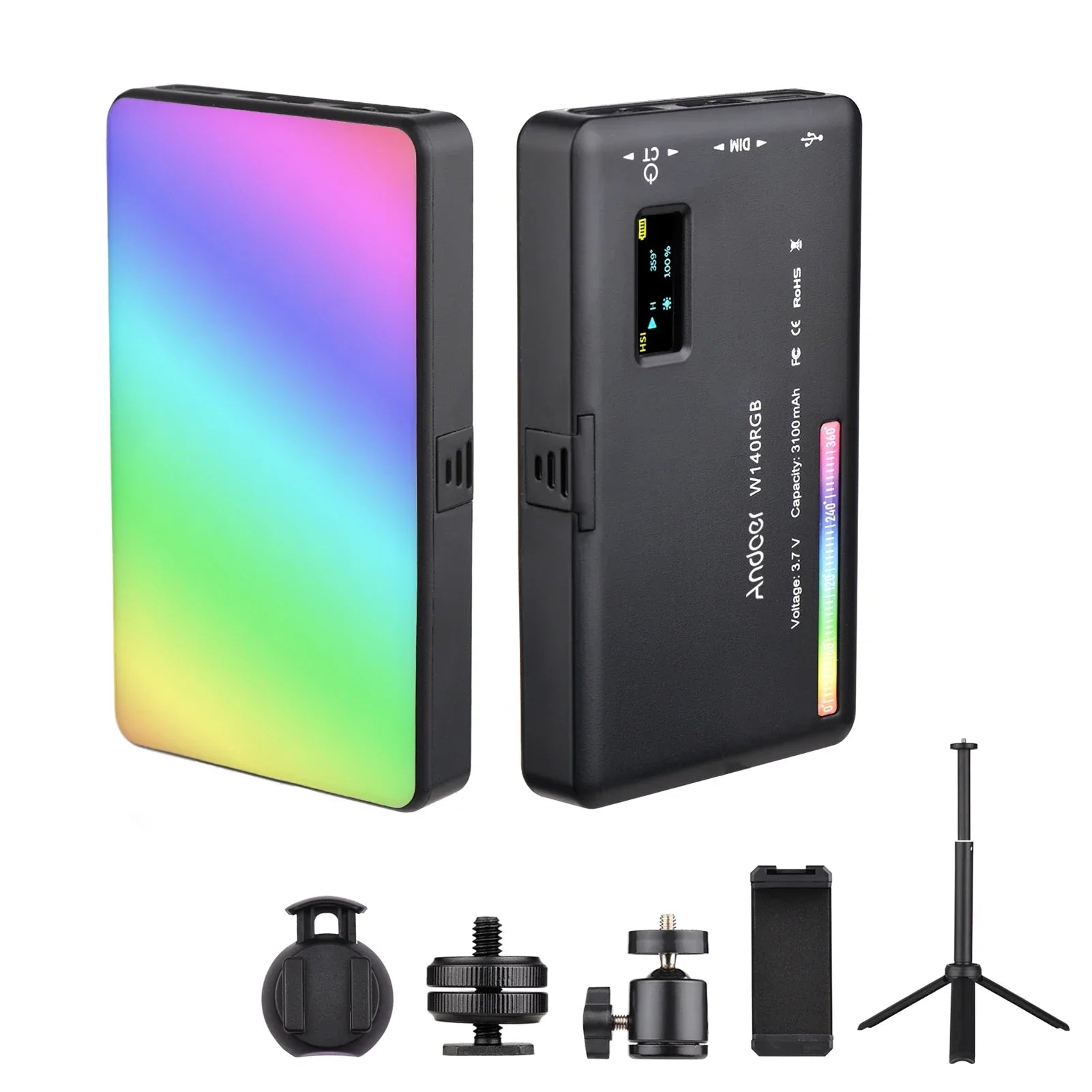 LumenAura W140 Pro RGB - quadradinho de Luz Portátil profissional LED