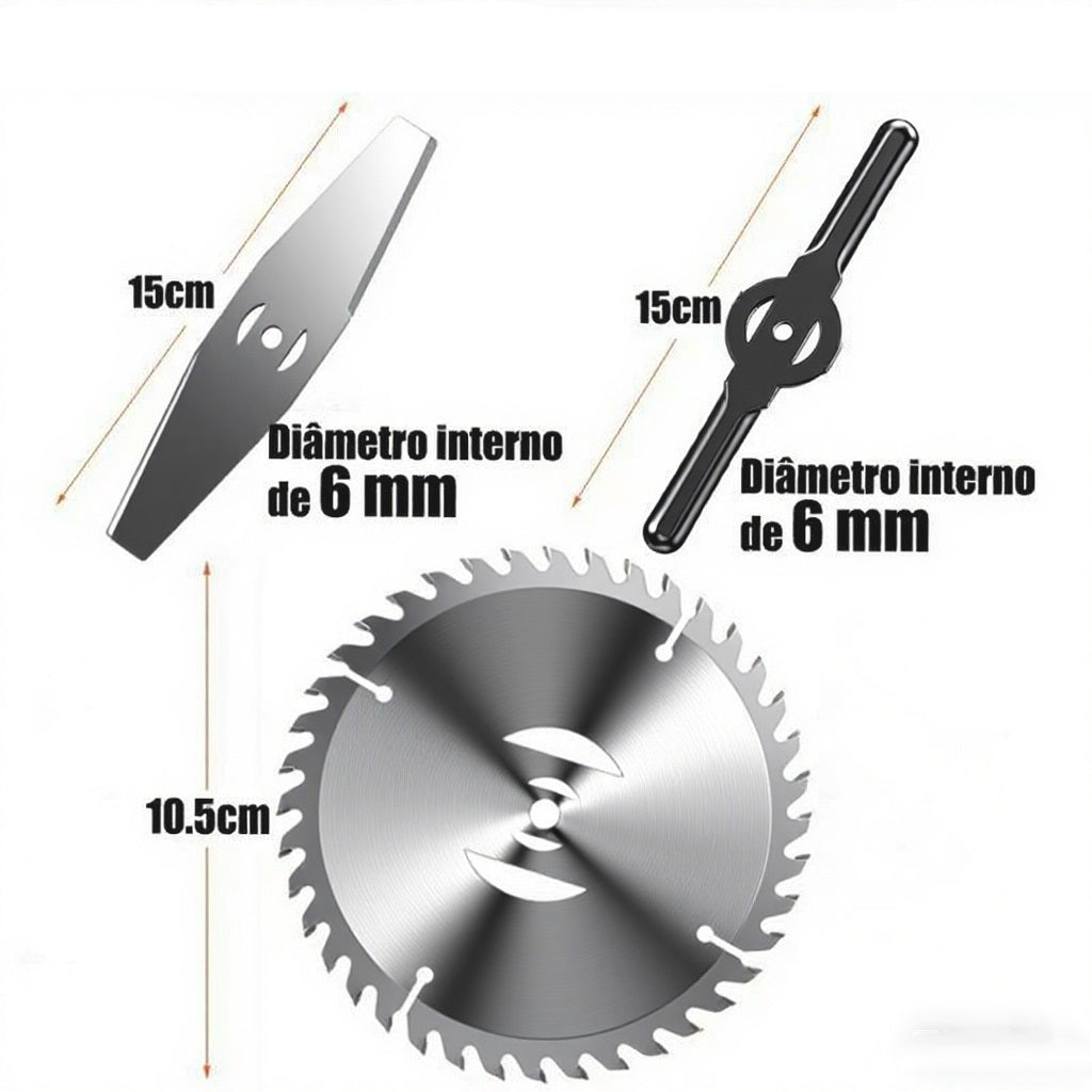 Roçadeira Aparador De Gramas Profissional 21v Duas Baterias 2000W 12000RPM