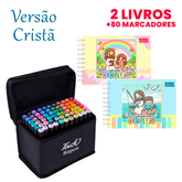 Kit 2 Livros Bobbie Goods Capa Dura (Versão Cristã: Colorindo com Jesus) + Canetas Touch
