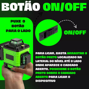 Kit Nível Laser Verde 12 Linhas 40m com Tripé + Esquadro + Suporte -  Recarregável