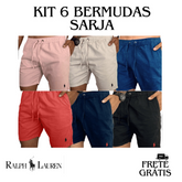 Kit 6 Bermudas Sarja -  Ralph Lauren Qualidade Premium