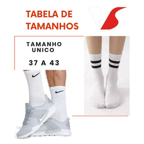 Kit 12 Pares Cano Médio - Meia Esportiva [Frete Grátis]