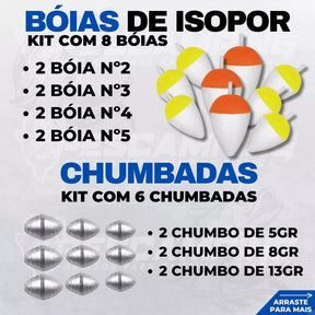 Kit Pesca Completo 2 Varas Fibra de Vidro e 2 Molinetes Leve com Linha Estojo e Maleta com Acessórios