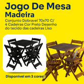 Jogo De Mesa Dobrável 70x70 C/ 4 Cadeiras Madeira Maciça Maplan
