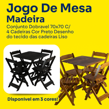 Jogo De Mesa Dobrável 70x70 C/ 4 Cadeiras Madeira Maciça Maplan