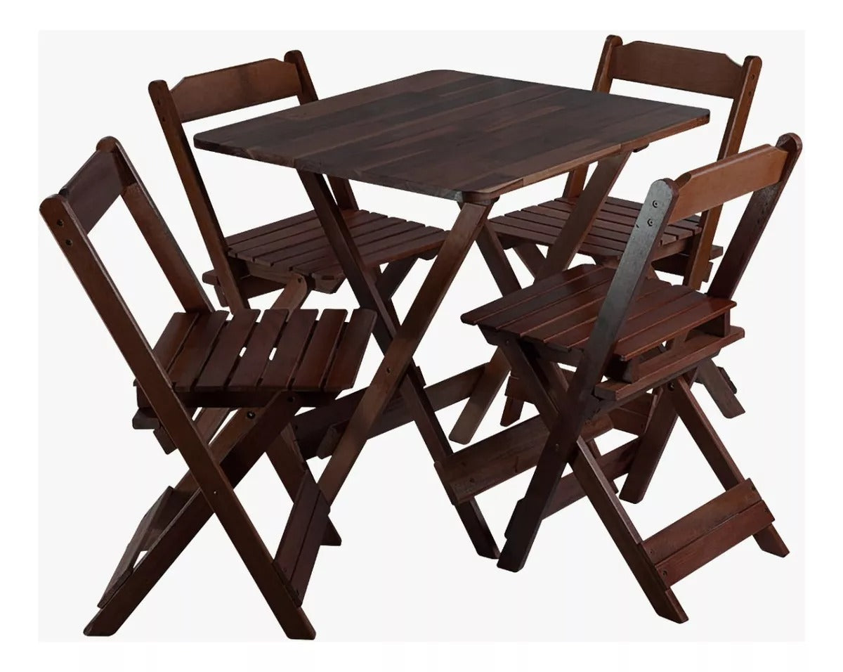 Jogo De Mesa Dobrável 70x70 C/ 4 Cadeiras Madeira Maciça Maplan