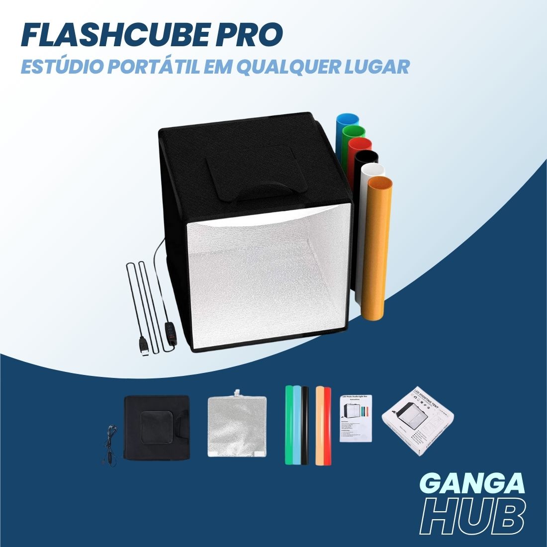 FlashCube Pro – Estúdio portátil em qualquer lugar