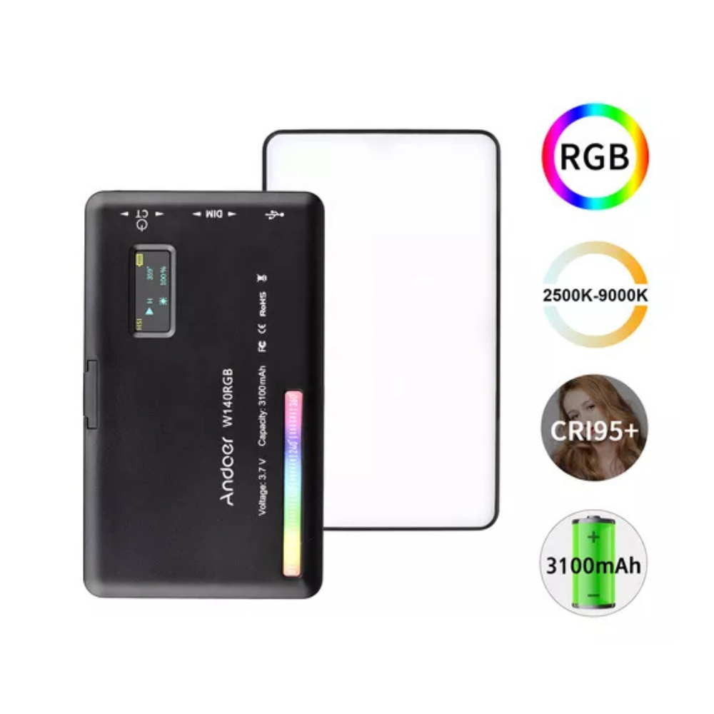 LumenAura W140 Pro RGB - quadradinho de Luz Portátil profissional LED