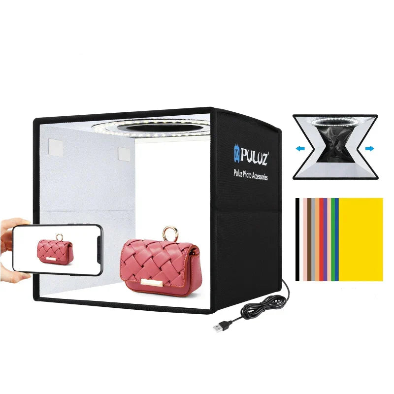 LumiBox 360 - Estúdio Portátil com Iluminação CRI 97 Fotografia de Produtos