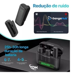SoundMax Dual - Microfone Sem Fio Lapela Ulanzi J12 para Gravações e Lives