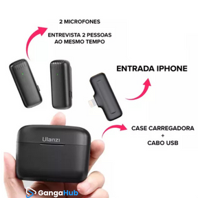 SoundMax Dual - Microfone Sem Fio Lapela Ulanzi J12 para Gravações e Lives